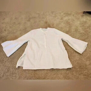 White Tibi Long Bell Sleeve Blouse Size 12 #I270